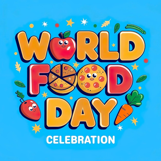 Photo world food day 3d text vector