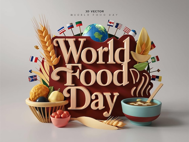 World food day 3D text vector