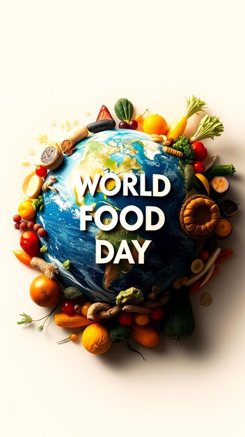 Photo world food day celebration with a globe of food