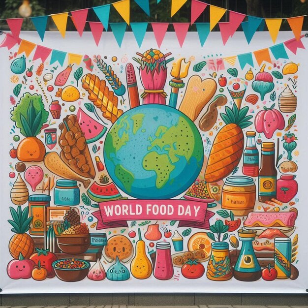 Photo world food day celebration with healthy food ai image