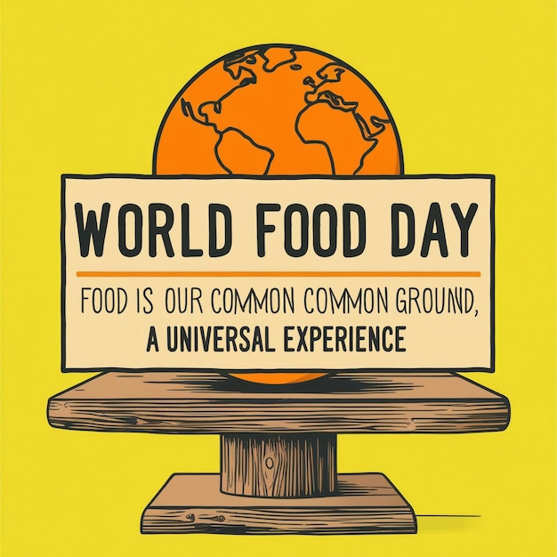 Photo world food day celebration on yellow background