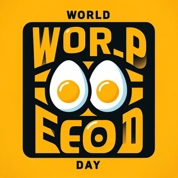 World food day concept vector two egg with text isolated on orange background