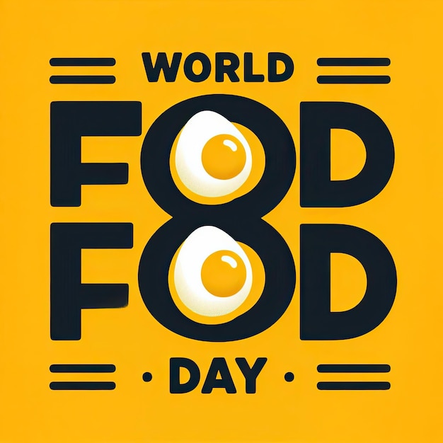 World food day concept vector two egg with text isolated on orange background