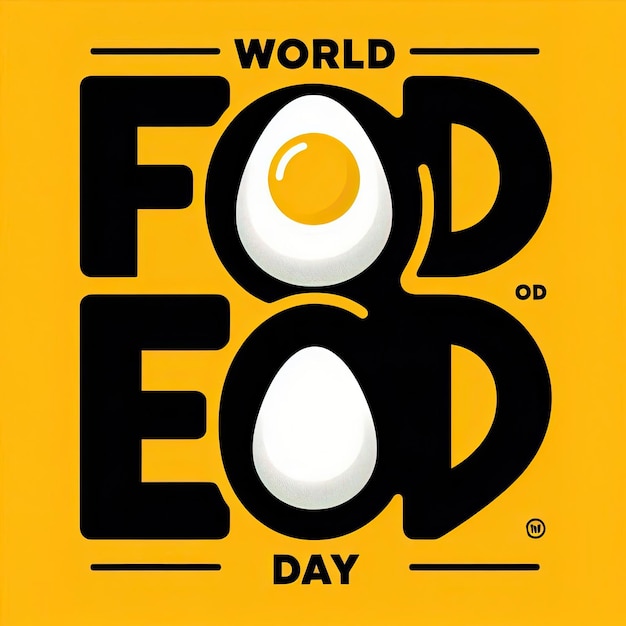 World food day concept vector two egg with text isolated on orange background