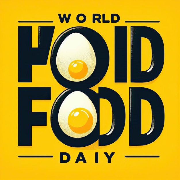 World food day concept vector two egg with text isolated on orange background