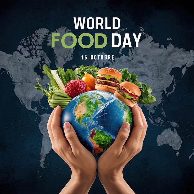 World Food Day Concept with Fresh Vegetables Encircling the Globe