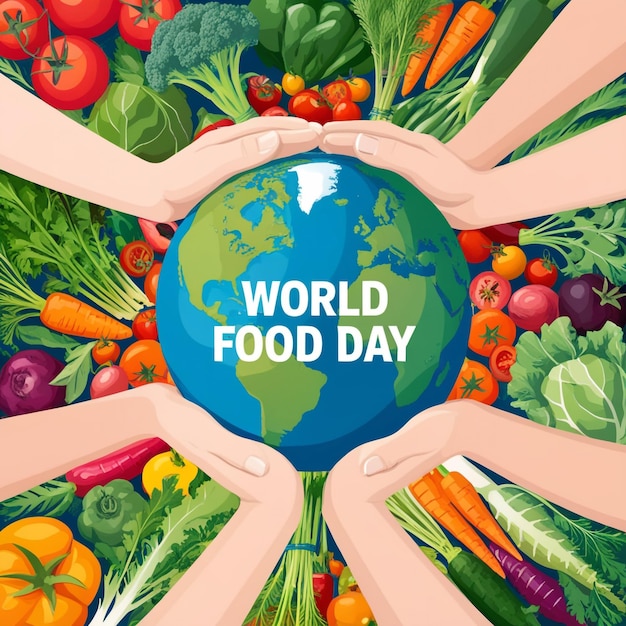 World Food Day Flat Design with Planet Illustration