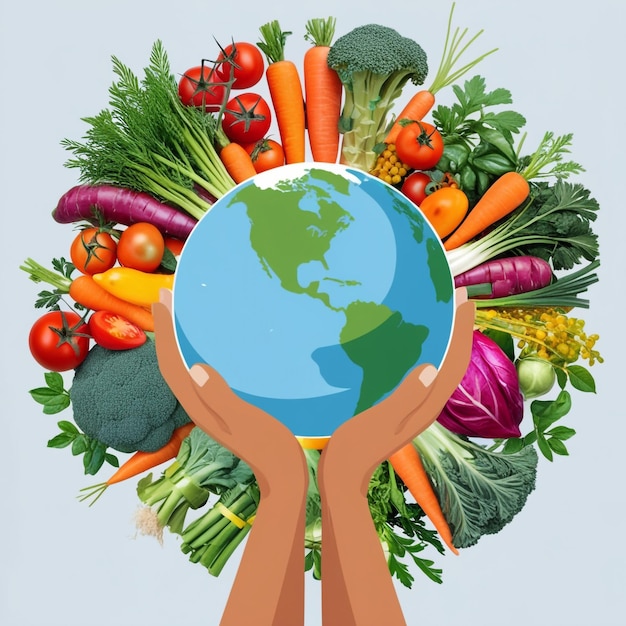 World Food Day Flat Design with Planet Illustration