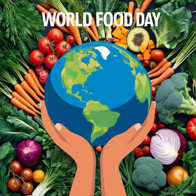 World Food Day Flat Design with Planet Illustration