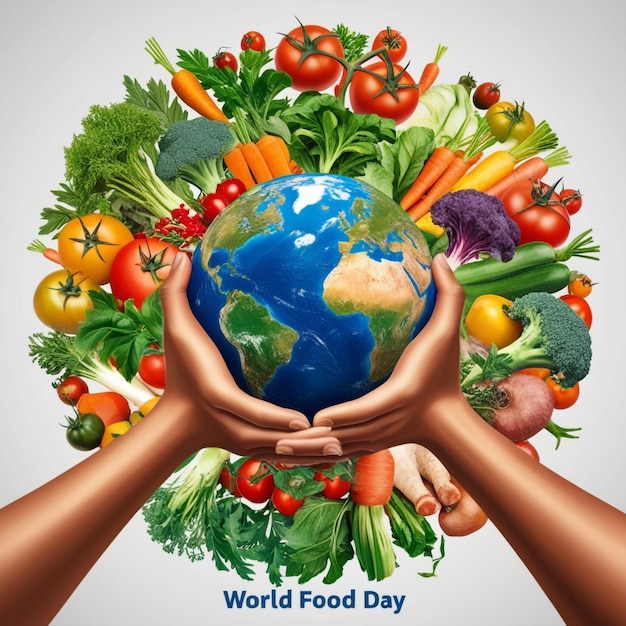 World Food Day Flat Design with Planet Illustration