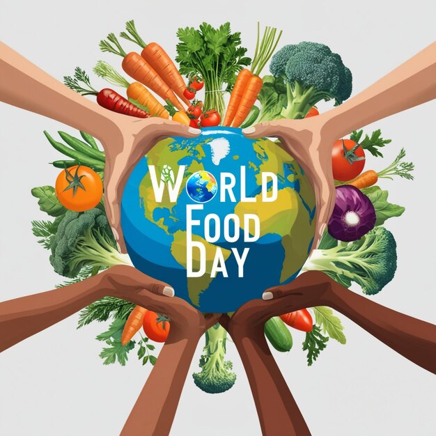 World Food Day Flat Design with Planet Illustration