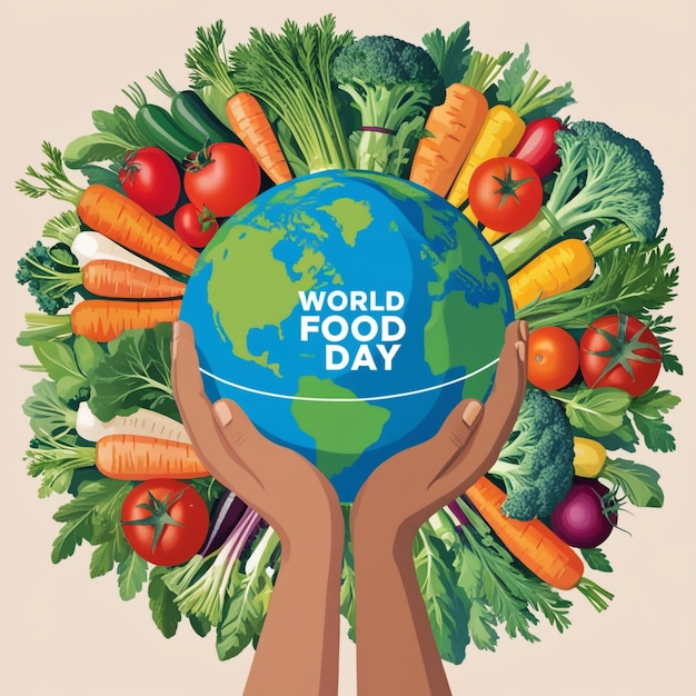 World Food Day Flat Design with Planet Illustration