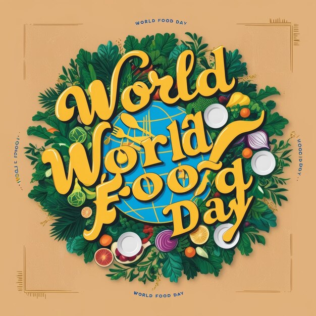 Photo world food day typography bold vibrant design celebrating global cuisine and unity