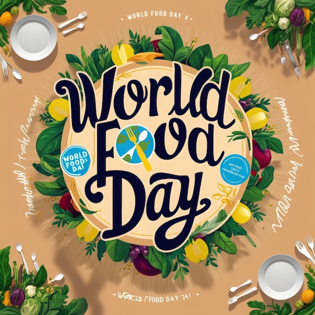 Photo world food day typography bold vibrant design celebrating global cuisine and unity