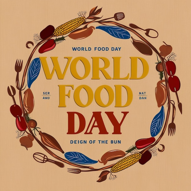 World Food Day Typography Bold Vibrant Design Celebrating Global Cuisine and Unity