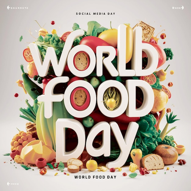 Photo world food day vector illustration on 16 october with various foods