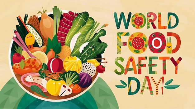 world Food Safety day Illustrationtypography