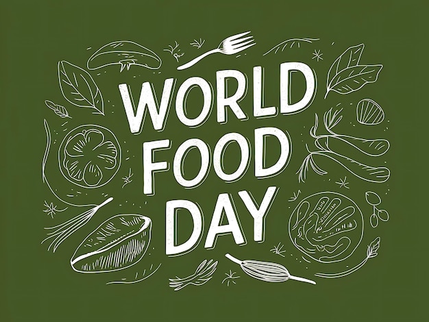 World Food Safety Day Text on Healthy Food Hand Drawn Illustration Background