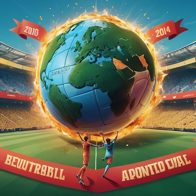 Photo world football cup background with golden trophy