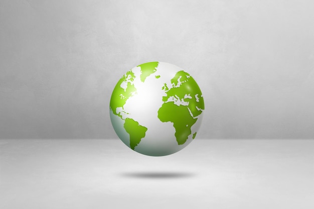 World globe green earth map isolated on white Horizontal background