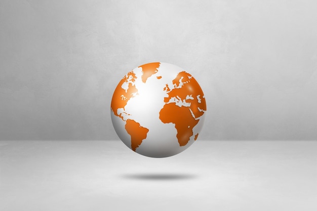 World globe orange earth map isolated on white Horizontal background