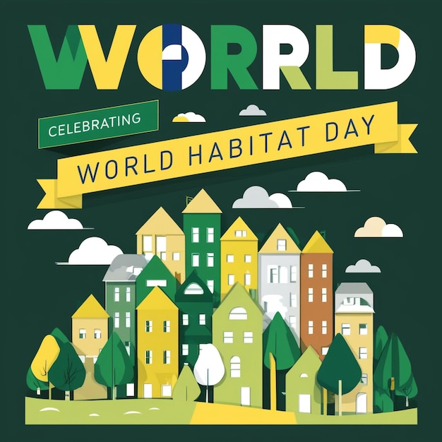 Photo world habitat day in flat design