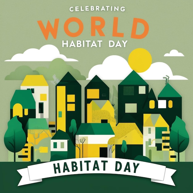 World Habitat Day in Flat Design