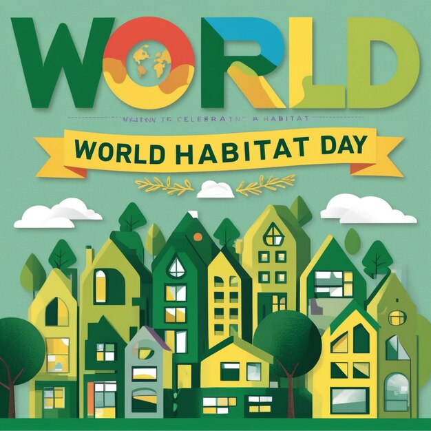 Photo world habitat day in flat design