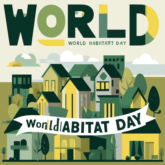 Photo world habitat day in flat design