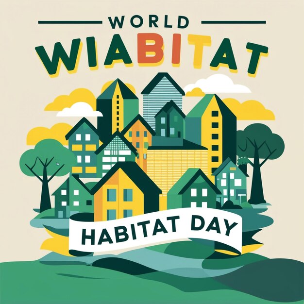 Photo world habitat day in flat design