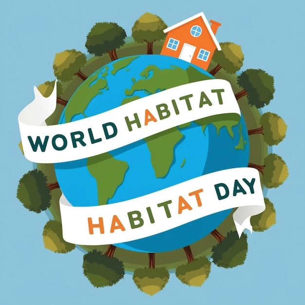 Photo world habitat day in flat design