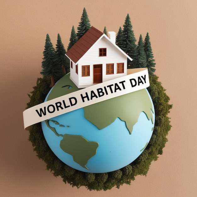 Photo world habitat day in flat design