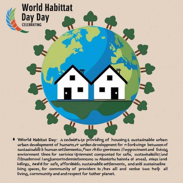 Photo world habitat day in flat design