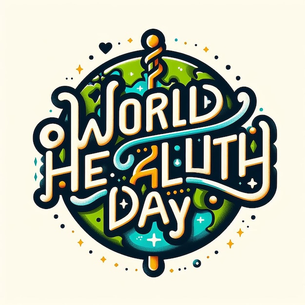 World health day calligraphy on earth