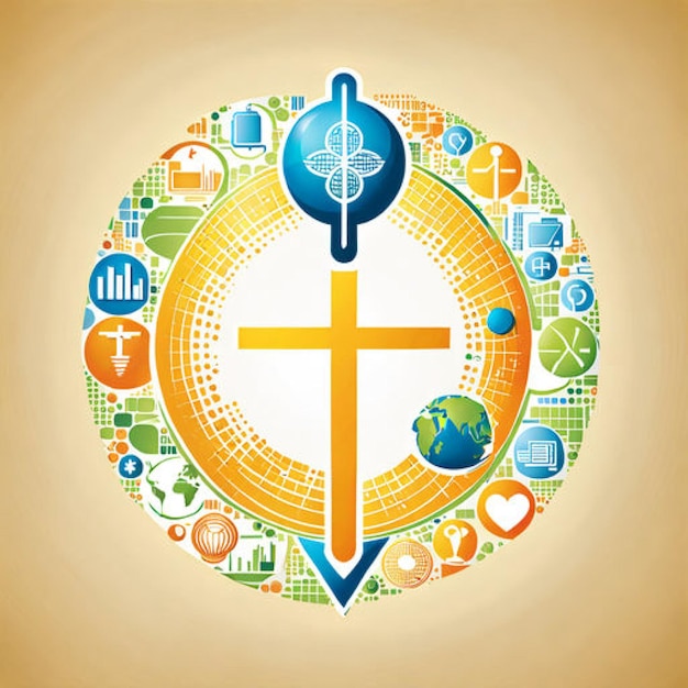 world health day logo with health and technology elements