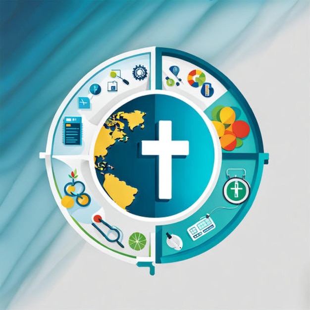 world health day logo with health and technology elements