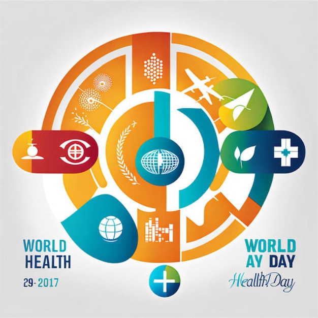 world health day logo with health and technology elements