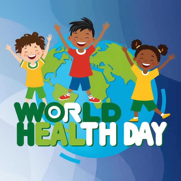 World Health Day Poster Design Featuring Happy Kids