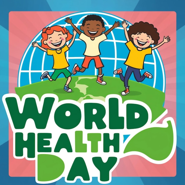 World Health Day Poster Design Featuring Happy Kids