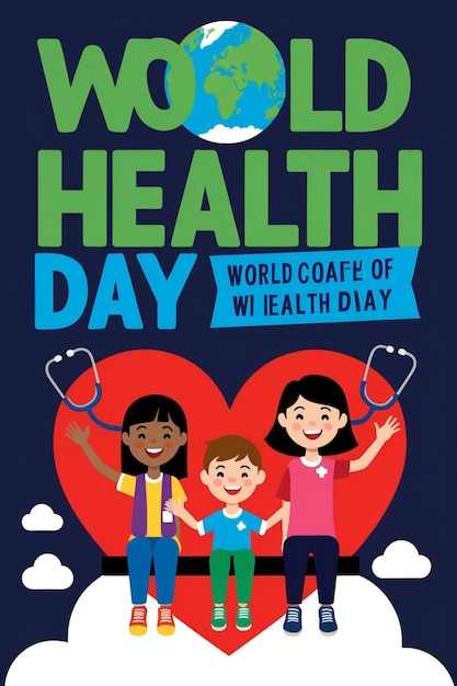 World Health Day Poster Design Featuring Joyful Kids in the Background