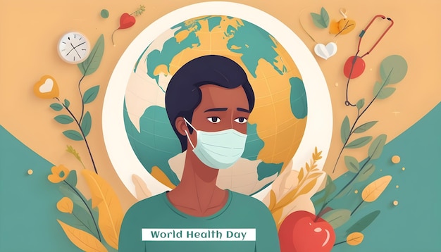 World health day with a face mask