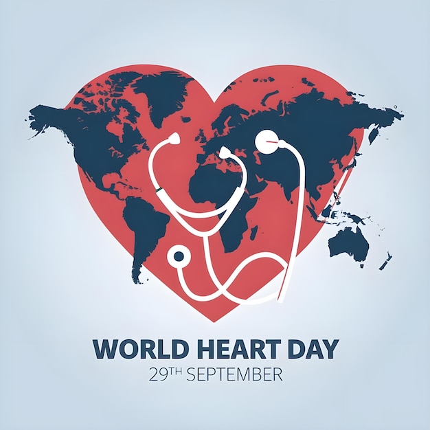 World Heart Day banner with paper cut letters September 29 illustration