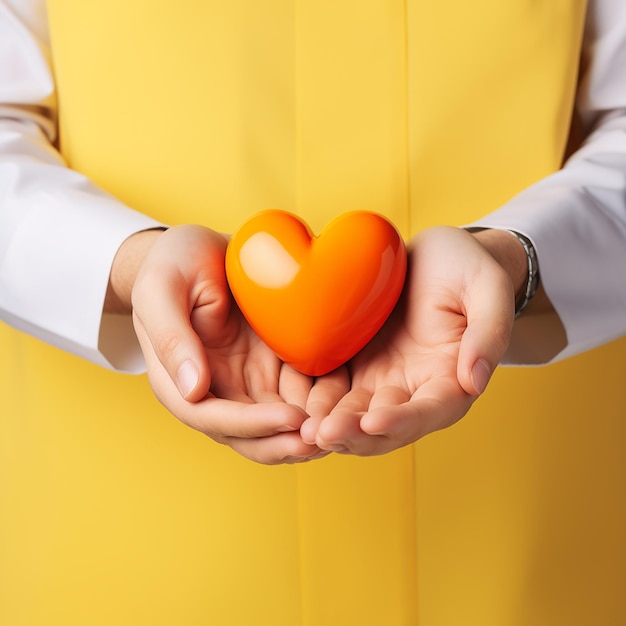 Photo world heart day yellow background