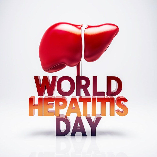 World Hepatitis Day poster with a liver symbol promoting awareness message generative ai