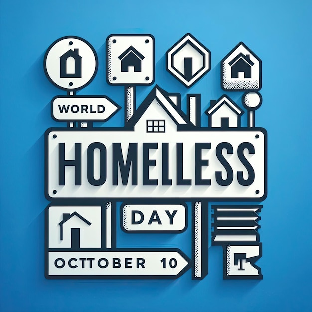 World Homeless Day abstract background with cardboard and typography on blur backdrop Day of homeless people wallpaper