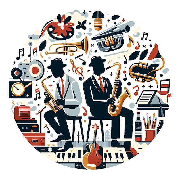 World jazz day illustration white background music celebration graphics resources