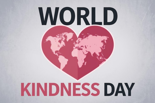 World Kindness Day graphic with heart shape world map