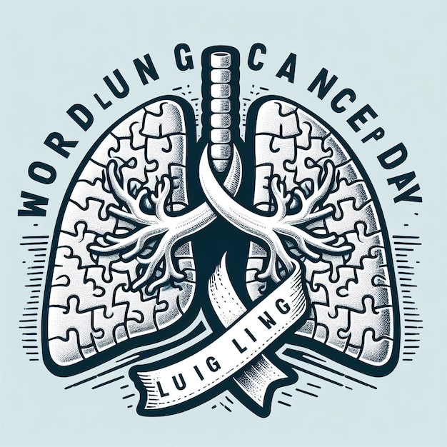 World lung cancer day poster design of lungs made of puzzle pieces