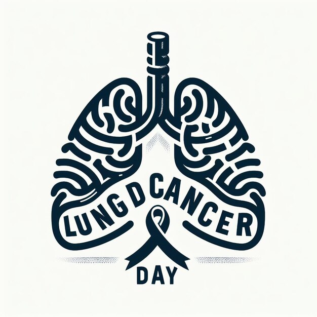 world lung cancer day poster design with lung and ribbon illustration