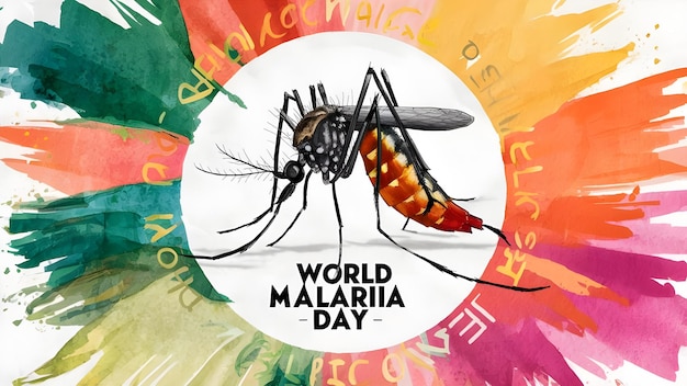 Photo world malaria day watercolor illustration with mosquito